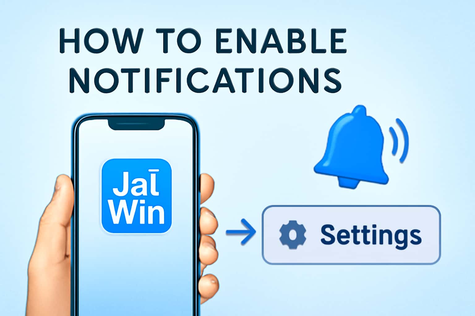 An informative illustration depicting the process of enabling Jai Win notifications.