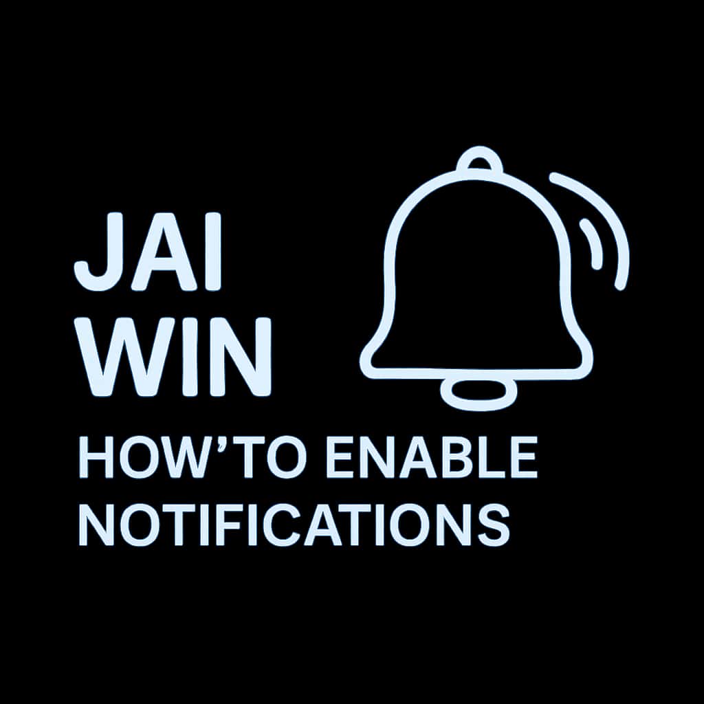 A badge design symbolizing the guide to enabling Jai Win notifications.