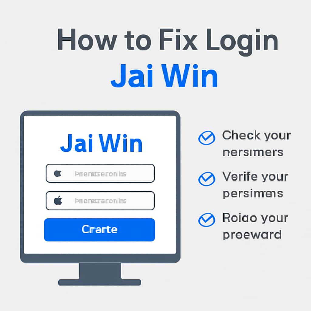 An educational diagram illustrating steps to troubleshoot Jai Win login problems.