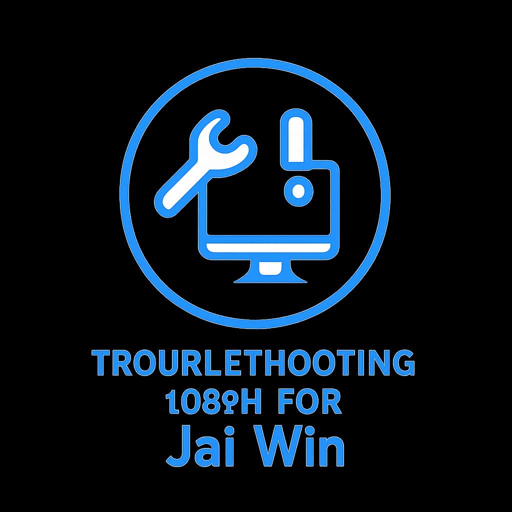 A badge illustrating troubleshooting login assistance for Jai Win
