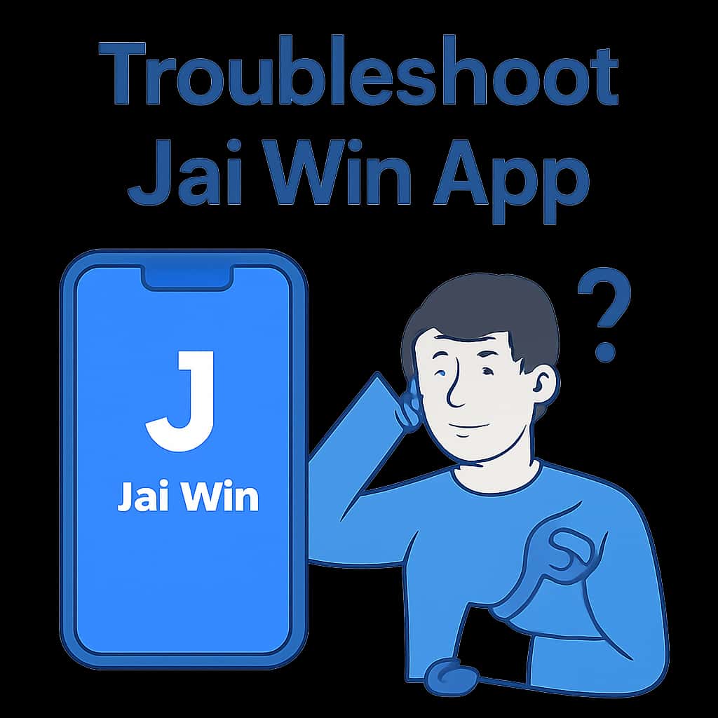 An illustration depicting common troubleshooting steps for Jai Win App.