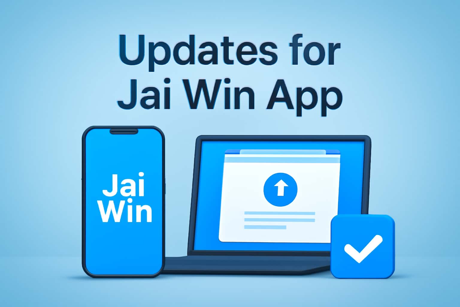 An illustrative scene representing updates for the Jai Win App with modern design elements.