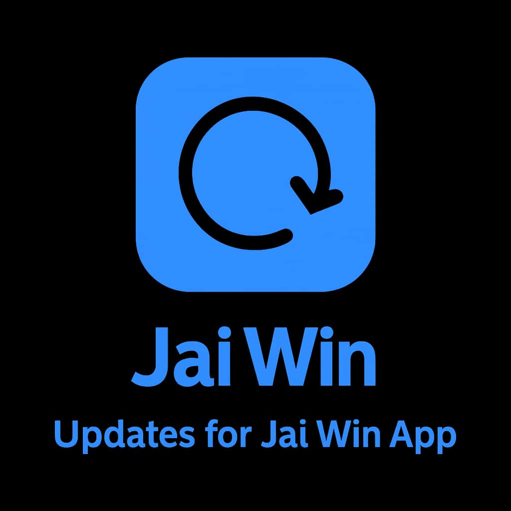 A professional badge design indicating updates for the Jai Win App.